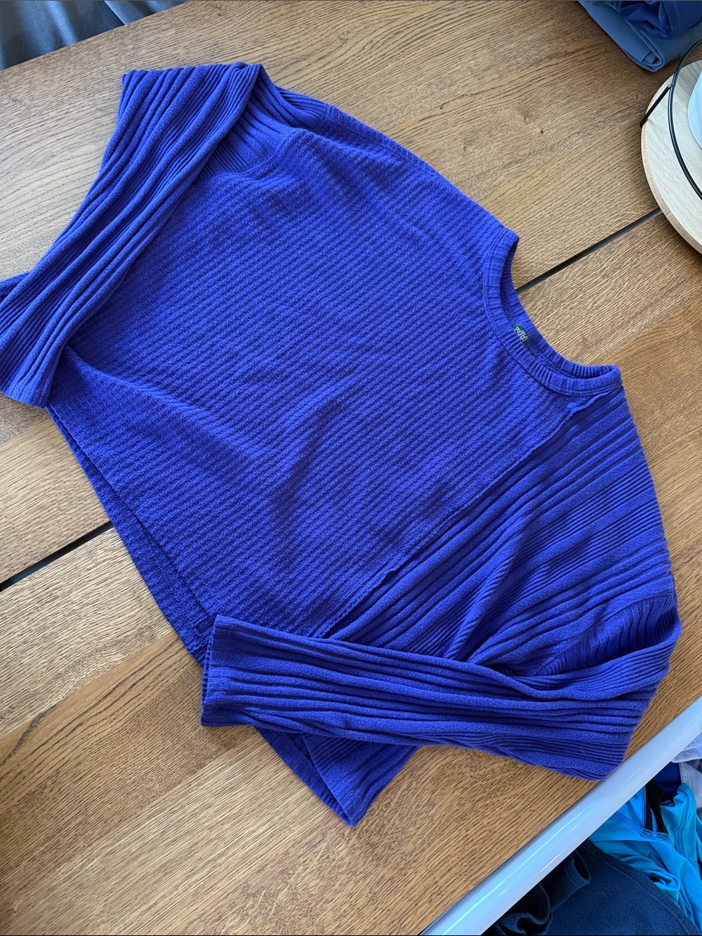 wild fable Ribbed Long-Sleeve Top in Cobalt Blue